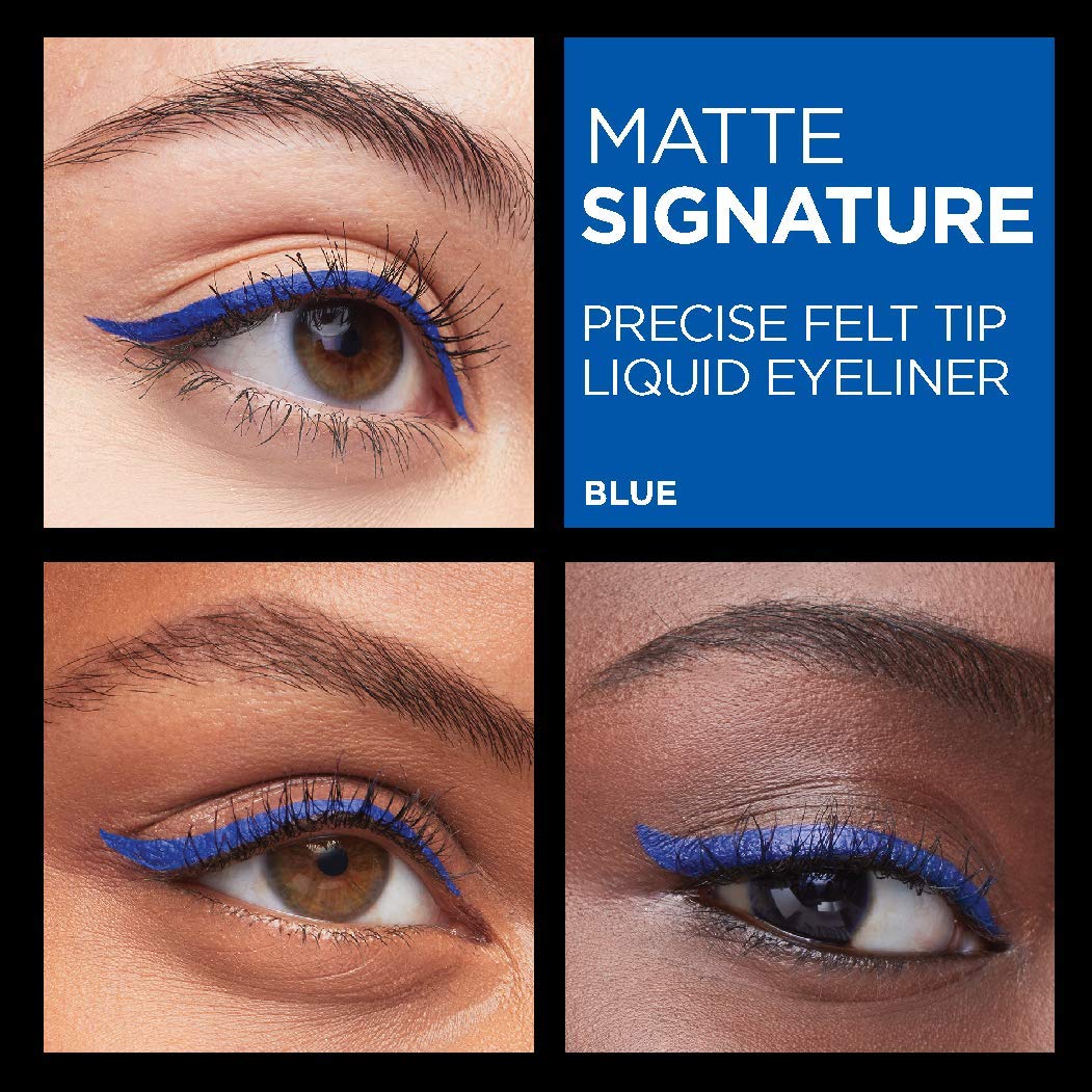 L'Oreal Paris blue liner swiped on arm demonstrating intense matte pigmentation