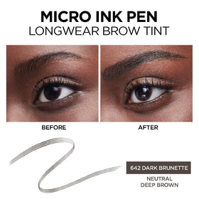 L'Oreal Paris micro ink pen in use applying fine strokes for natural brow fill