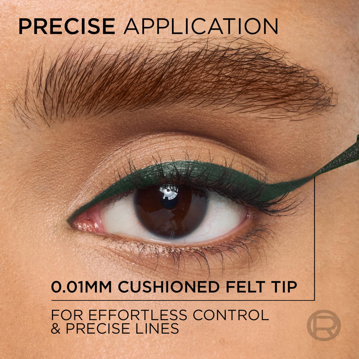 L'Oreal Paris micro‑tip closeup highlighting precise 0.01 mm applicator control