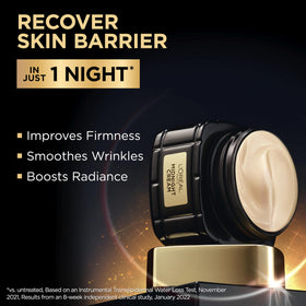 L'Oreal Paris jar next to included serum sample showing routine-ready pairing