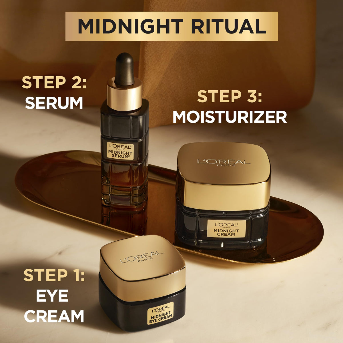L'Oreal Paris Midnight cream sample displayed with jar showing combined recovery benefit