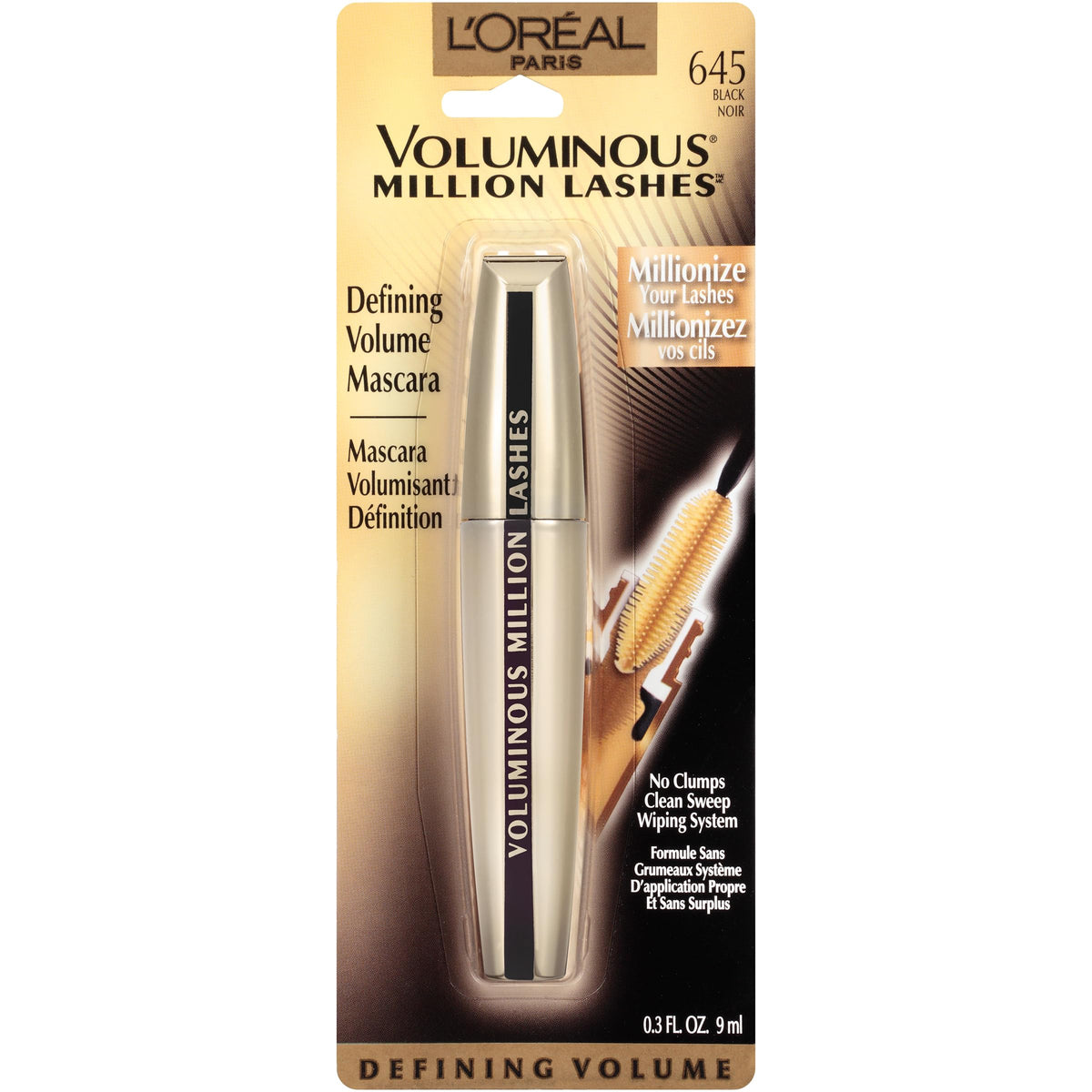L'Oreal Paris before and after lashes showing amplified volume