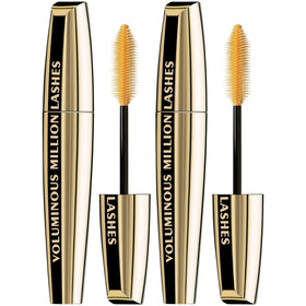 L'Oreal Paris front packaging showing two Blackest Black tubes and brand benefit