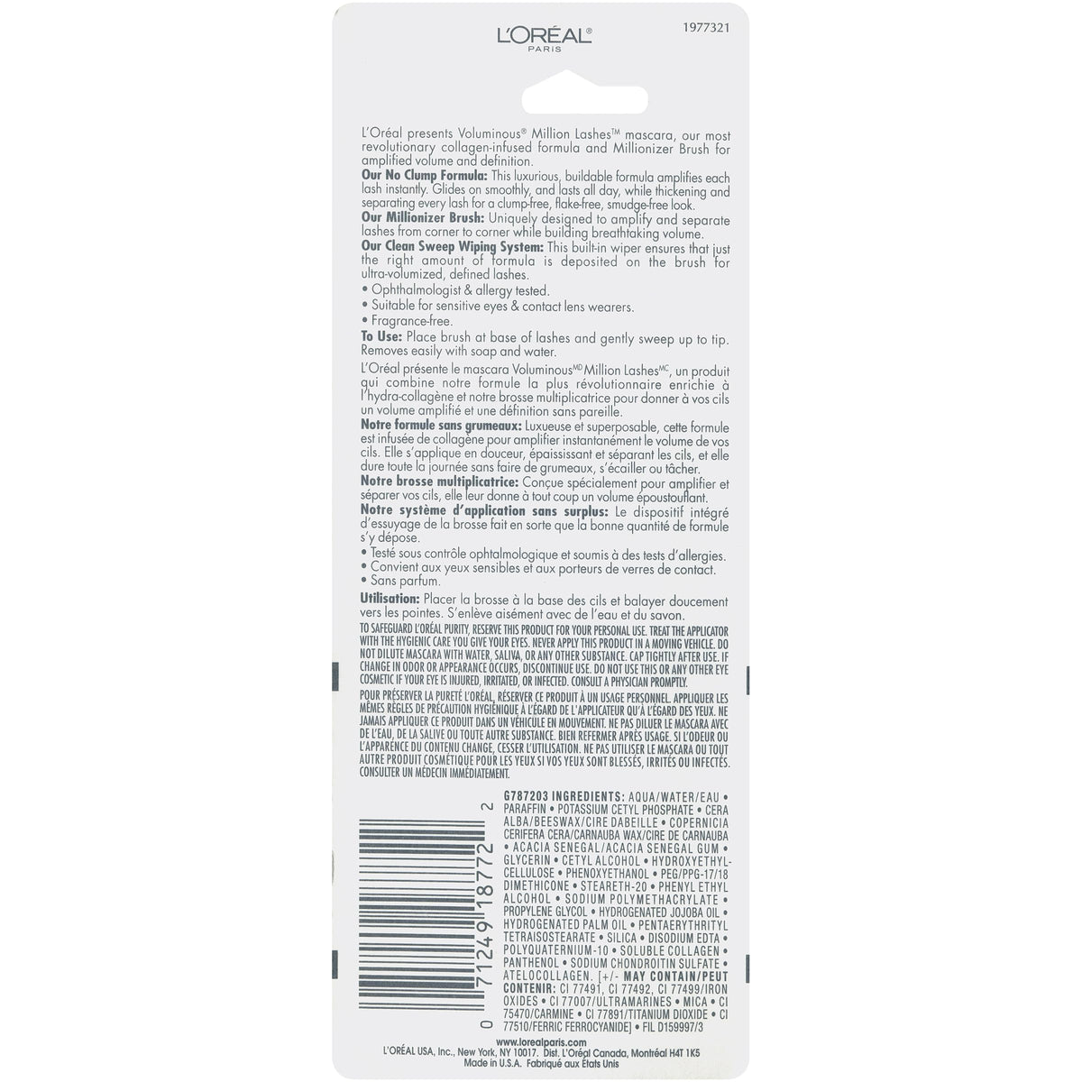 L'Oreal Paris application on model illustrating fanned, clump-free lashes