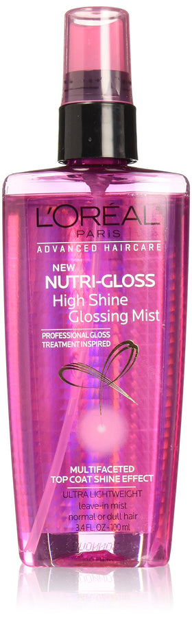 L'Oreal Paris Nutri-Gloss bottle front view showing glossy finish benefit