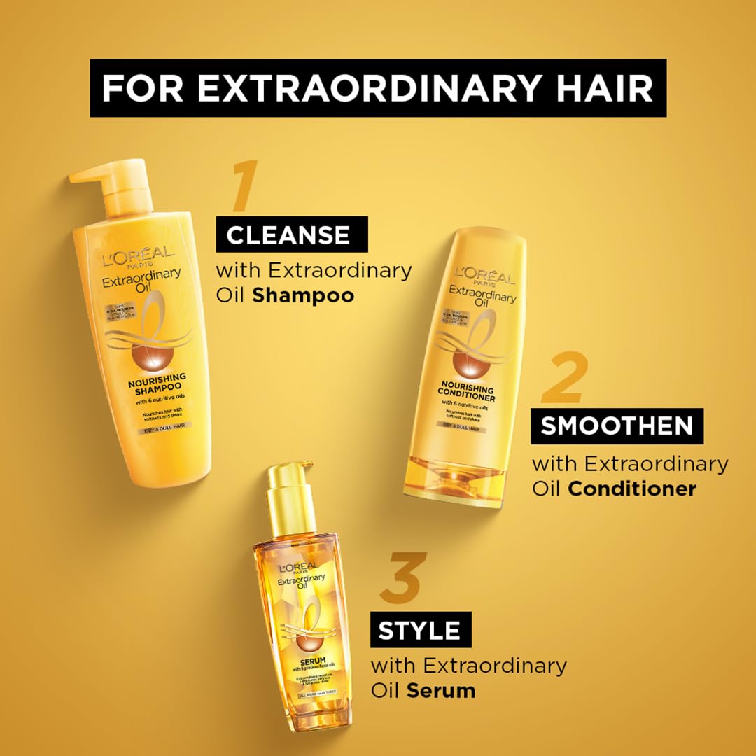 L'Oreal Paris ingredient label close-up listing floral oils and benefits