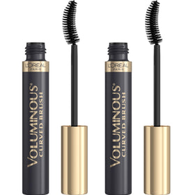 L'Oreal Paris front packaging showing black twin mascara tubes and benefits