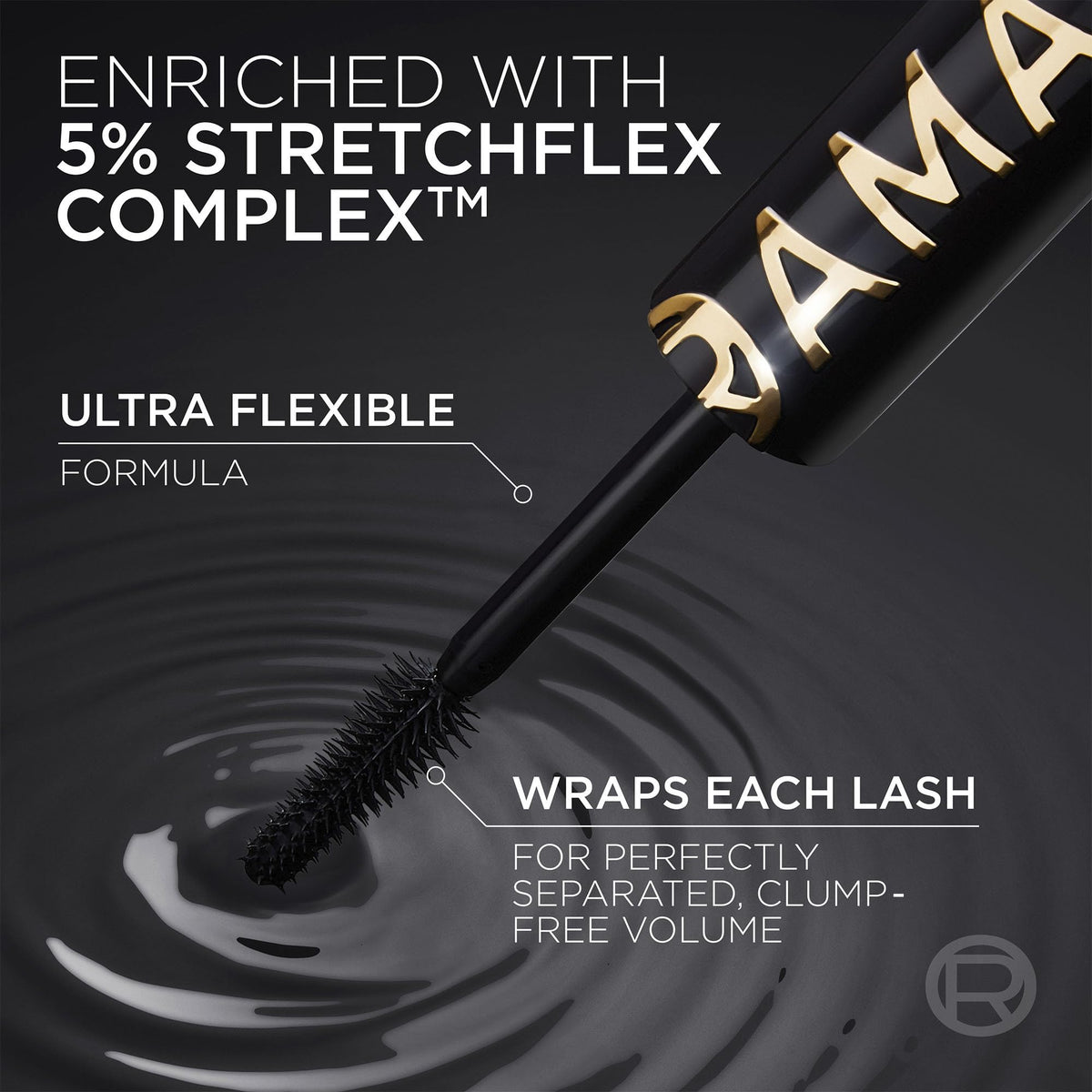 L'Oreal Paris Panorama next to ruler shows the compact 0.33 fl oz size for portability