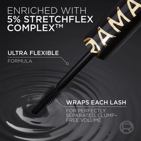 L'Oreal Paris Panorama next to ruler shows the compact 0.33 fl oz size for portability