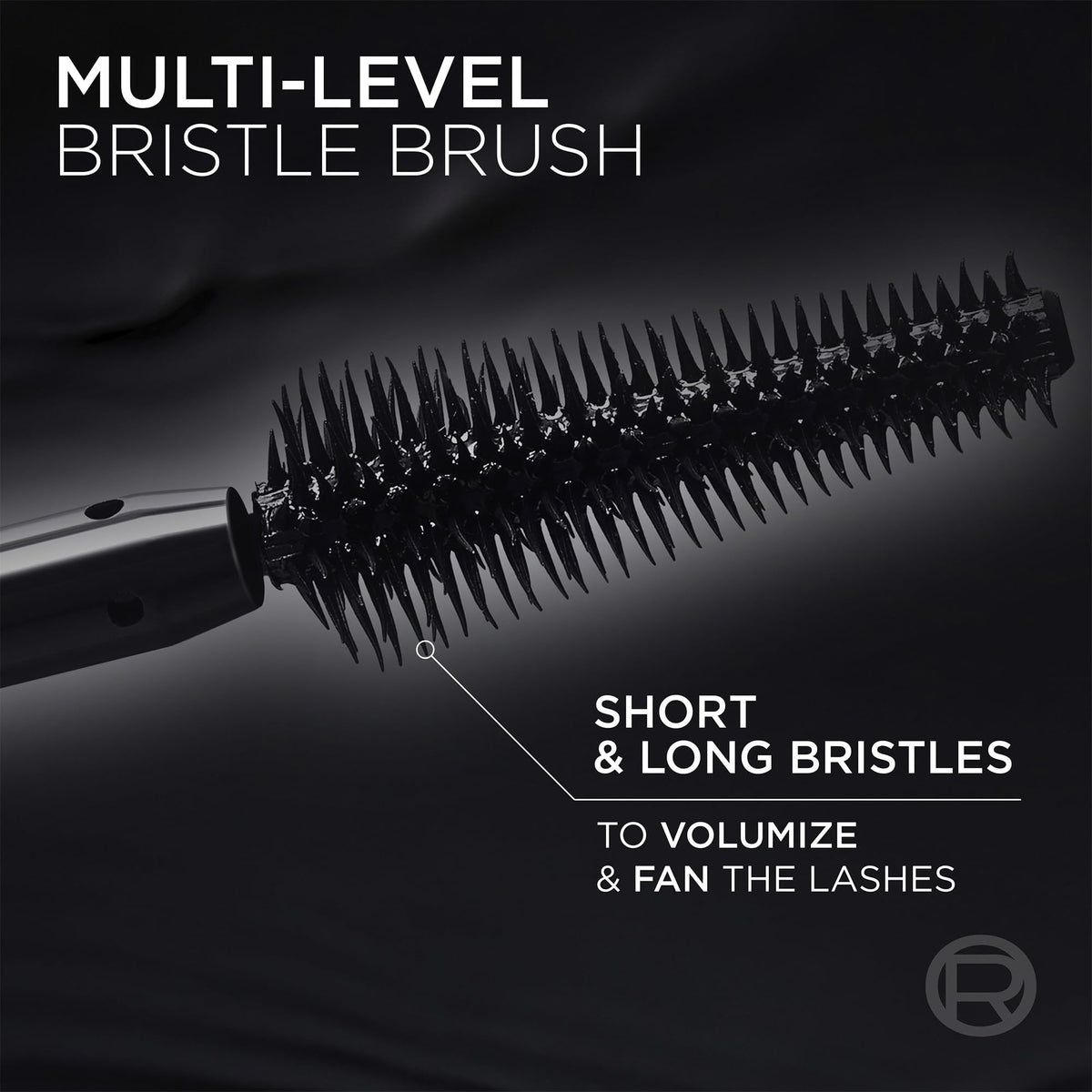 L'Oreal Paris Panorama side angle with open cap highlights brush shape and easy grip use