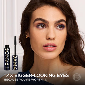 L'Oreal Paris Panorama swatch on skin showing chromatic blue pigment and true-to-shade payoff