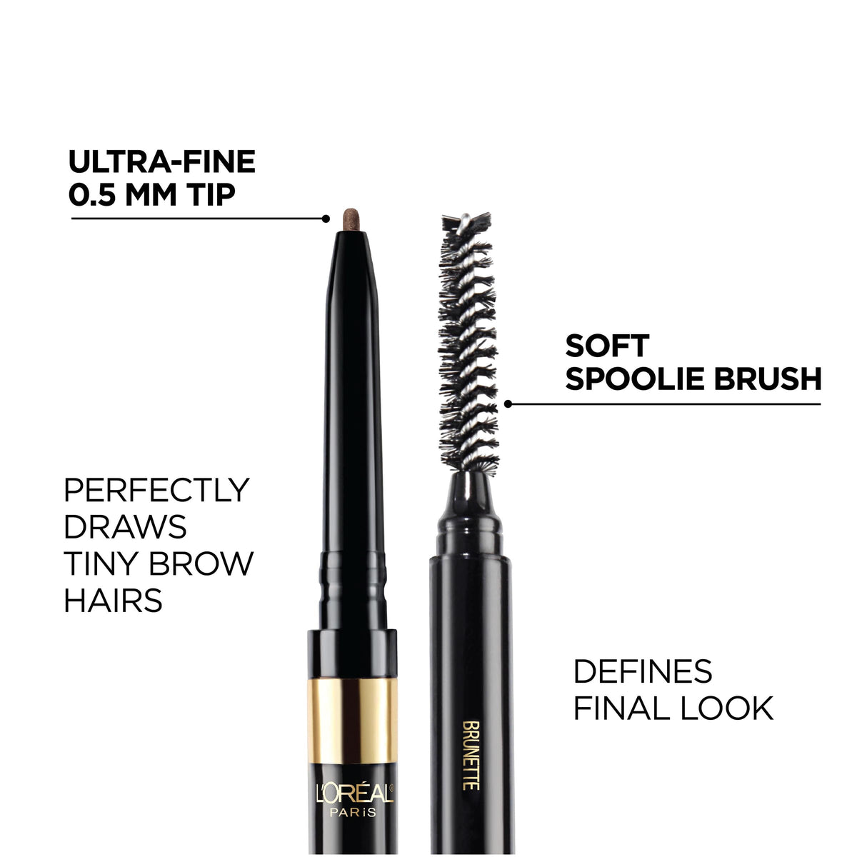 L'Oreal Paris pencil side profile showing retractable mechanical design benefit