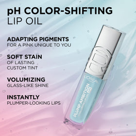 L'Oreal Paris lips before and after showing plumper-looking, hydrated finish