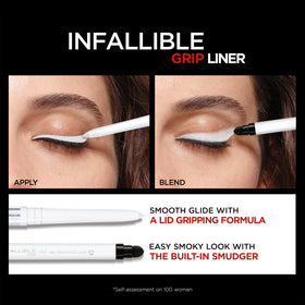 L'Oreal Paris Polar White applied on waterline showing brightening benefit and waterproof hold