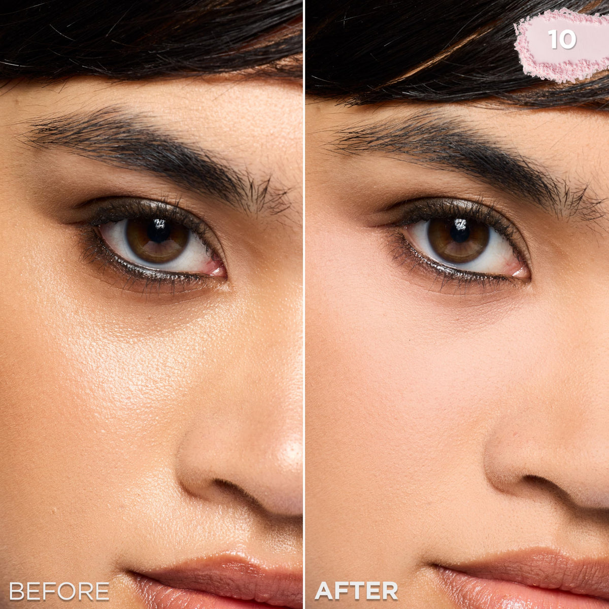 L'Oreal Paris powder puff application pressing product into skin for longwear blurring