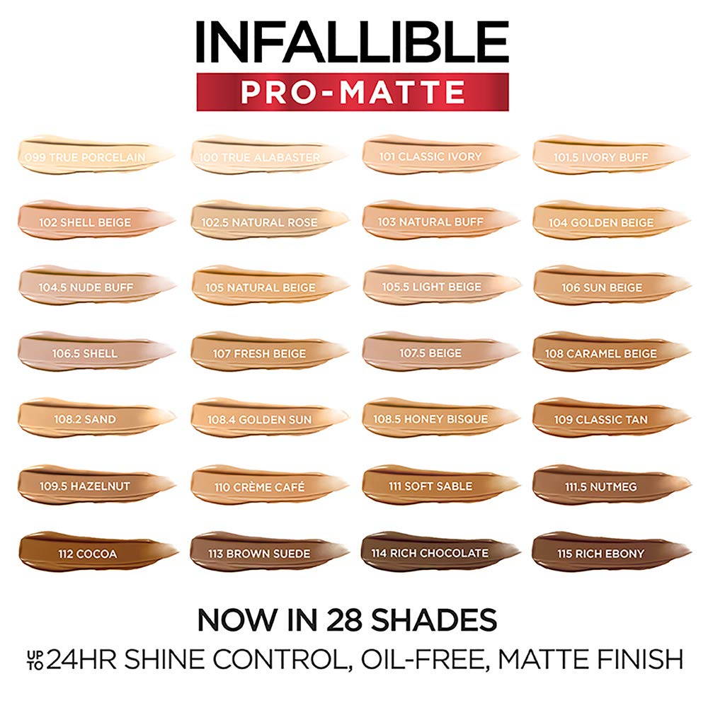 L'Oreal Paris brush applying foundation to cheek for even, buildable coverage