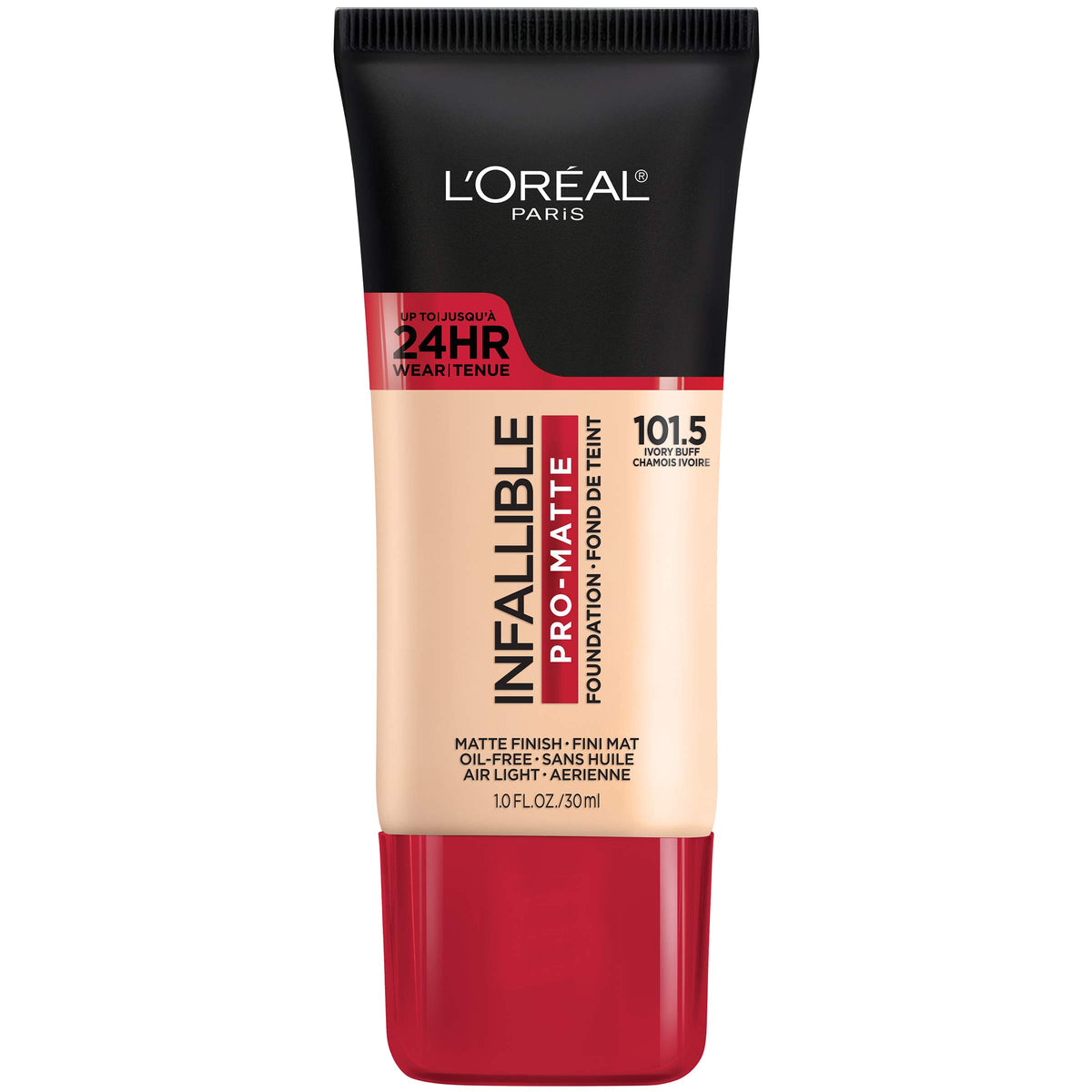 L'Oreal Paris front bottle showing label and compact packaging benefit travel-ready