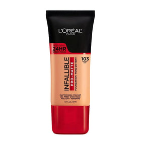 L'Oreal Paris bottle front packaging showing shade Natural Buff and benefit longwear