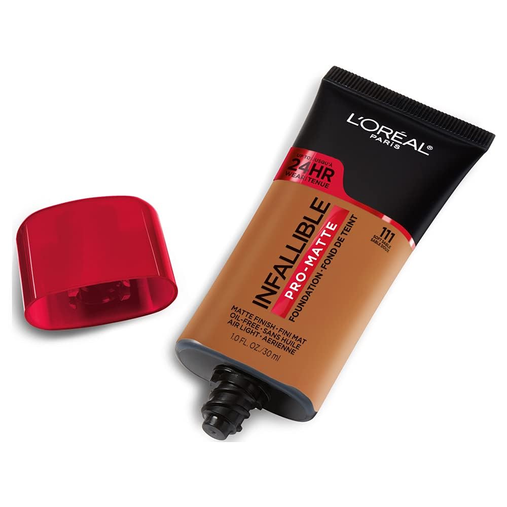 L'Oreal Paris pump and cap detail of Pro-Matte foundation for controlled dispensing