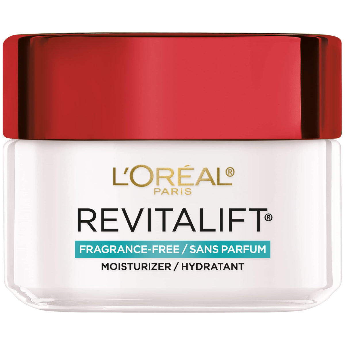 L'Oreal Paris jar front view showing branding and compact packaging benefit: easy daily use