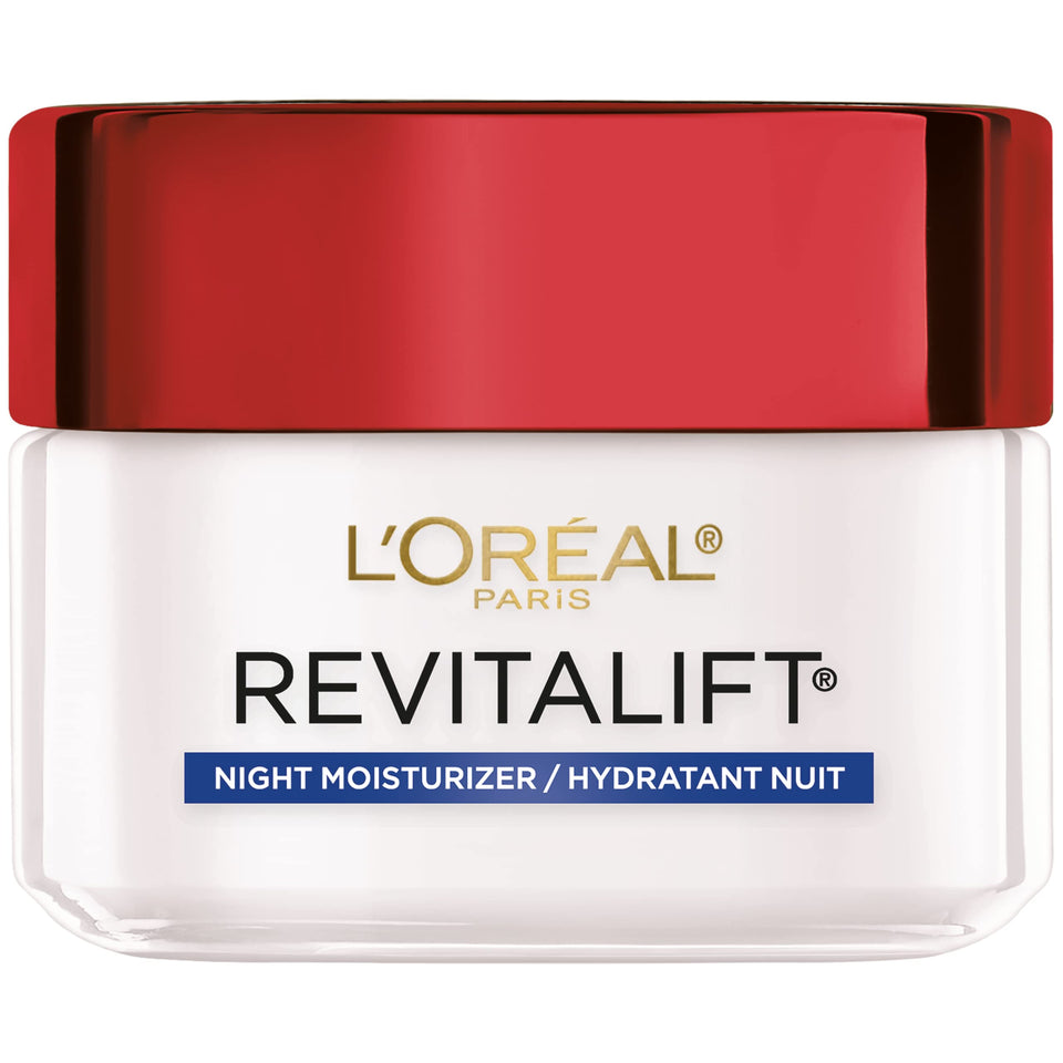 L'Oreal Paris jar front view showing label and elegant packaging benefit: clear product ID