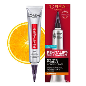 L'Oreal Paris front packaging showing serum and benefit of radiance