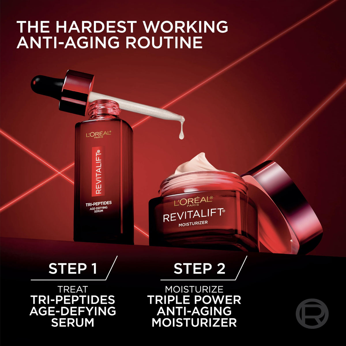 L'Oreal Paris bottle staged on vanity during morning routine to suggest daily brightening benefits