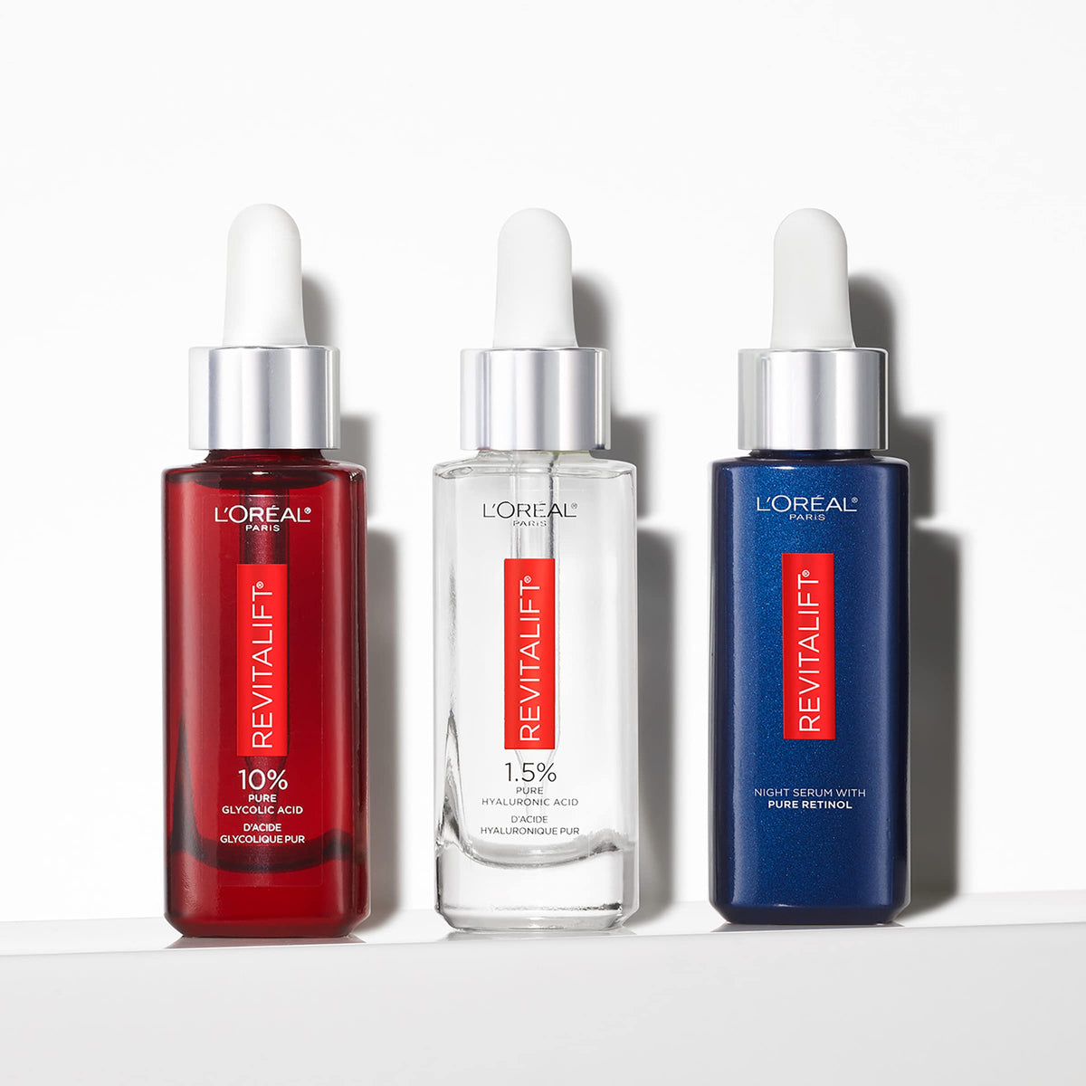 L'Oreal Paris serum styled on bedside table, beauty routine convenience benefit