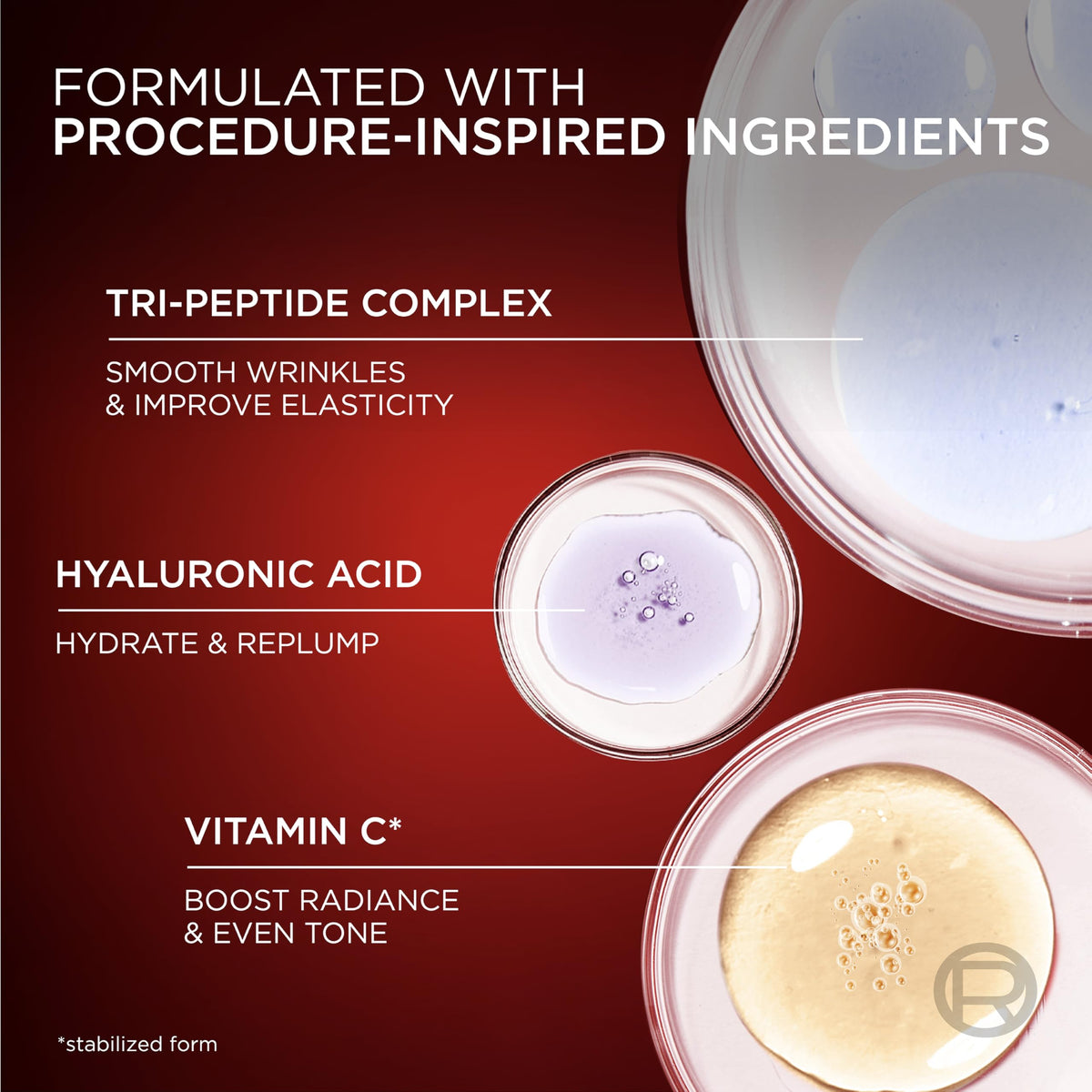 L'Oreal Paris serum texture droplet on fingertip highlighting hydration and lightweight feel
