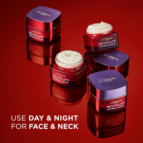 L'Oreal Paris Revitalift on bathroom vanity, suggests daily morning routine convenience