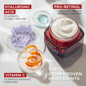 L'Oreal Paris Revitalift travel size in hand, demonstrates compact carry advantage