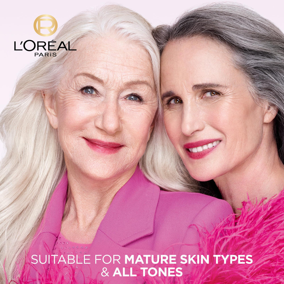 L'Oreal Paris side-by-side face comparison showing rosier, refreshed complexion