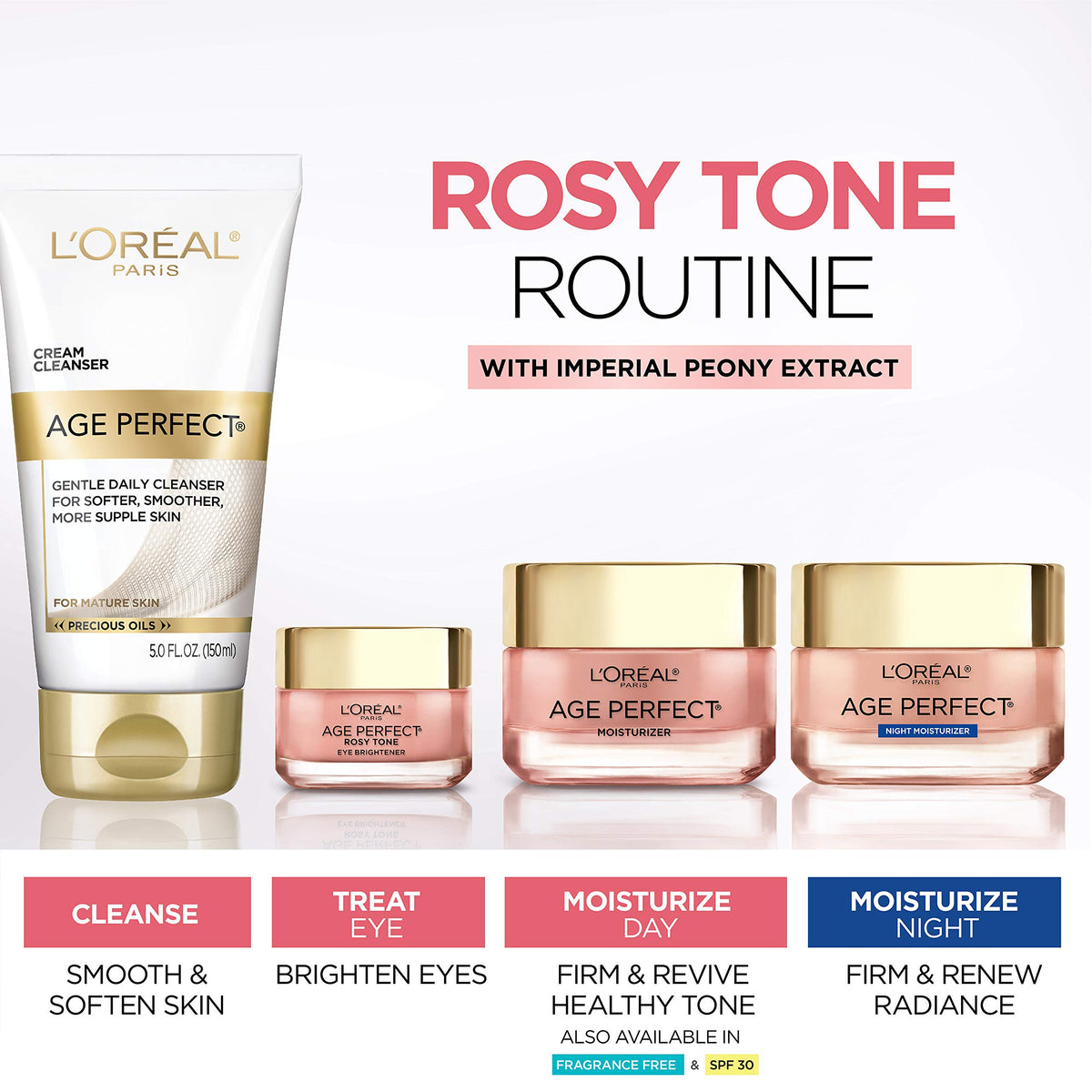 L'Oreal Paris ingredient label close-up showing Imperial Peony and LHA benefits