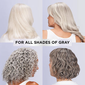L'Oreal Paris applying conditioner to wet silver hair for softer strands