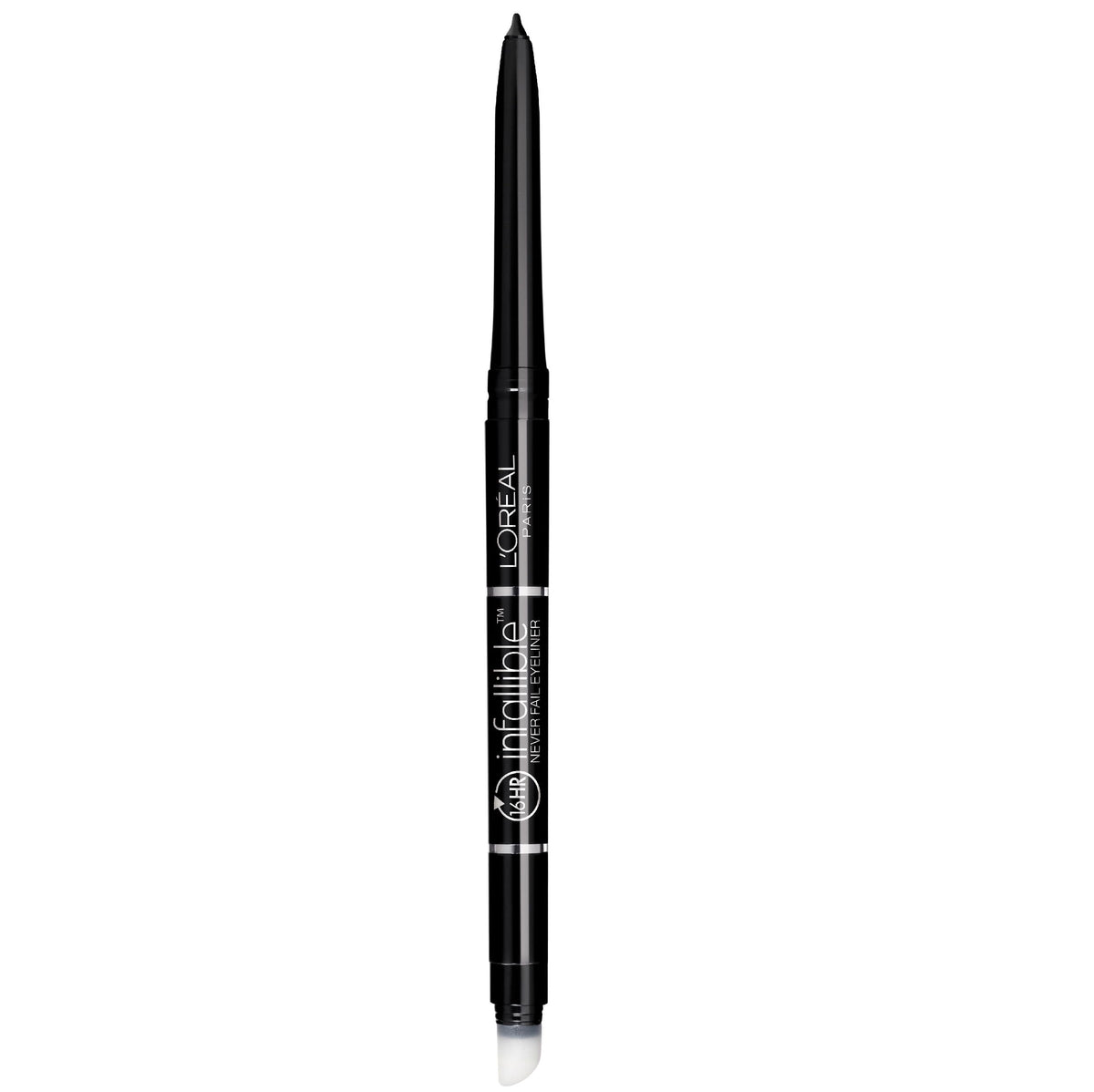 L'Oreal Paris slate pencil front view showing slim mechanical design and cap for portability