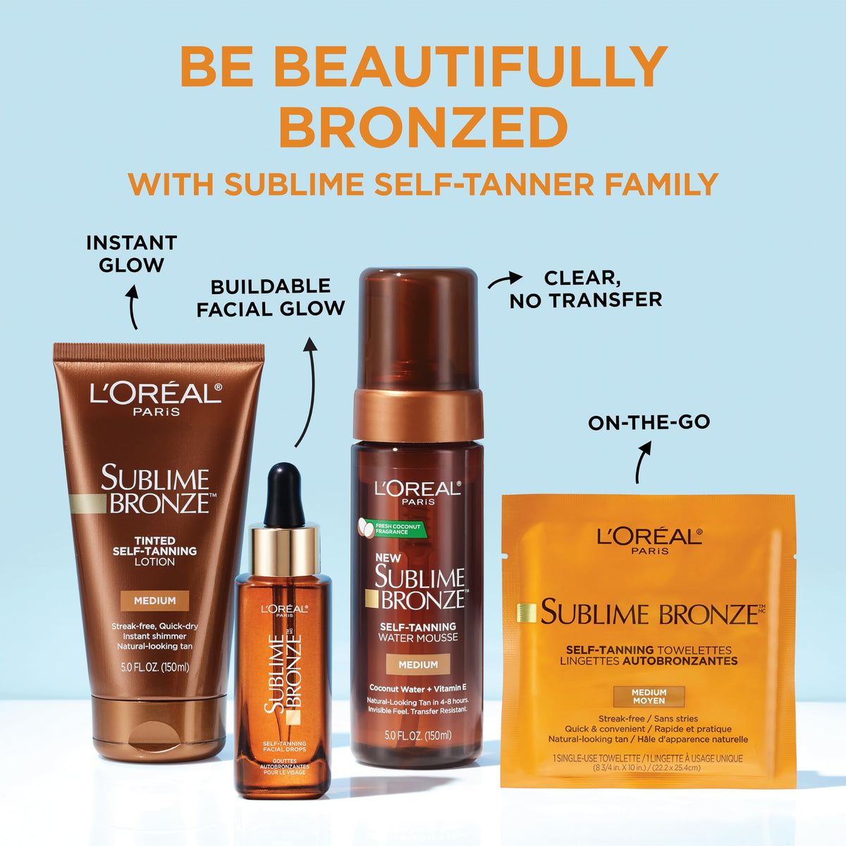 L'Oreal Paris in a beach bag lifestyle scene showing sunless glow convenience benefit
