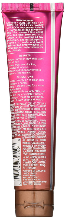 L'Oreal Paris Sublime Bronze lotion texture close-up showing smooth blendable finish