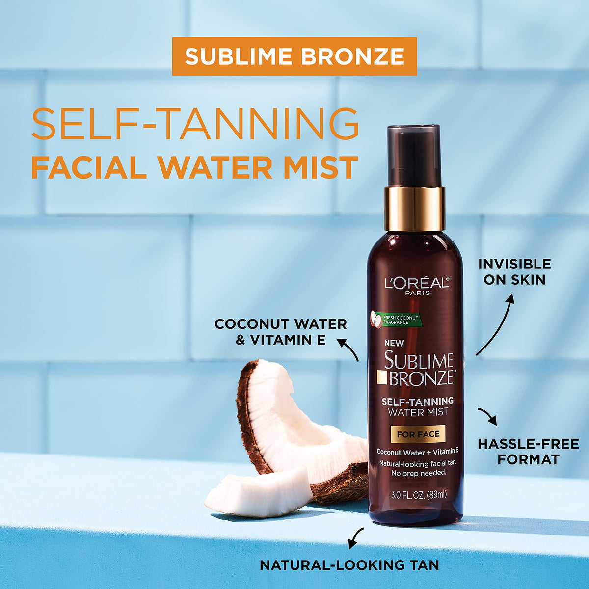 L'Oreal Paris mist spraying fine water droplets for even, streak-free coverage