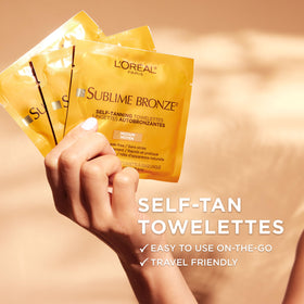 L'Oreal Paris close-up of one towelette demonstrating easy usage