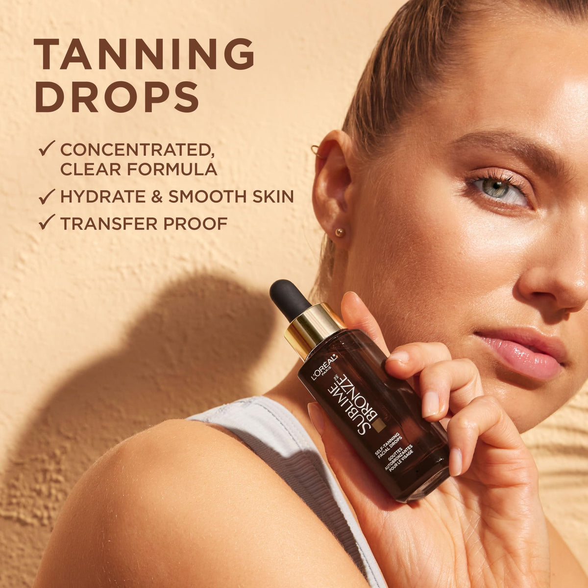 L'Oreal Paris texture on skin illustrating non-sticky, hydrated finish