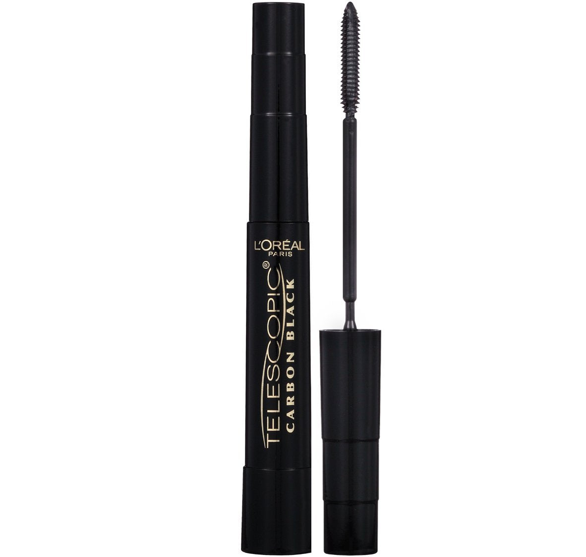 L'Oreal Paris front packaging showing sleek tube and Carbon Black shade benefit