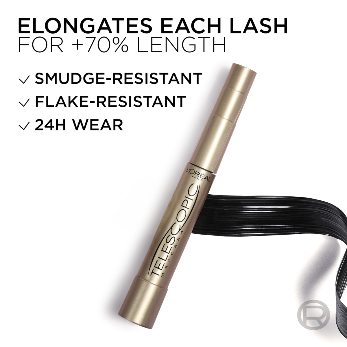 L'Oreal Paris Telescopic placed on bathroom vanity for everyday routine