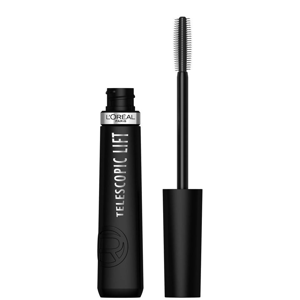 L'Oréal Paris front packaging showing sleek black mascara tube and branding benefit lift