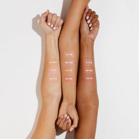 L'Oreal Paris swatch on forearm showing Barely Blushing shade and buildable finish