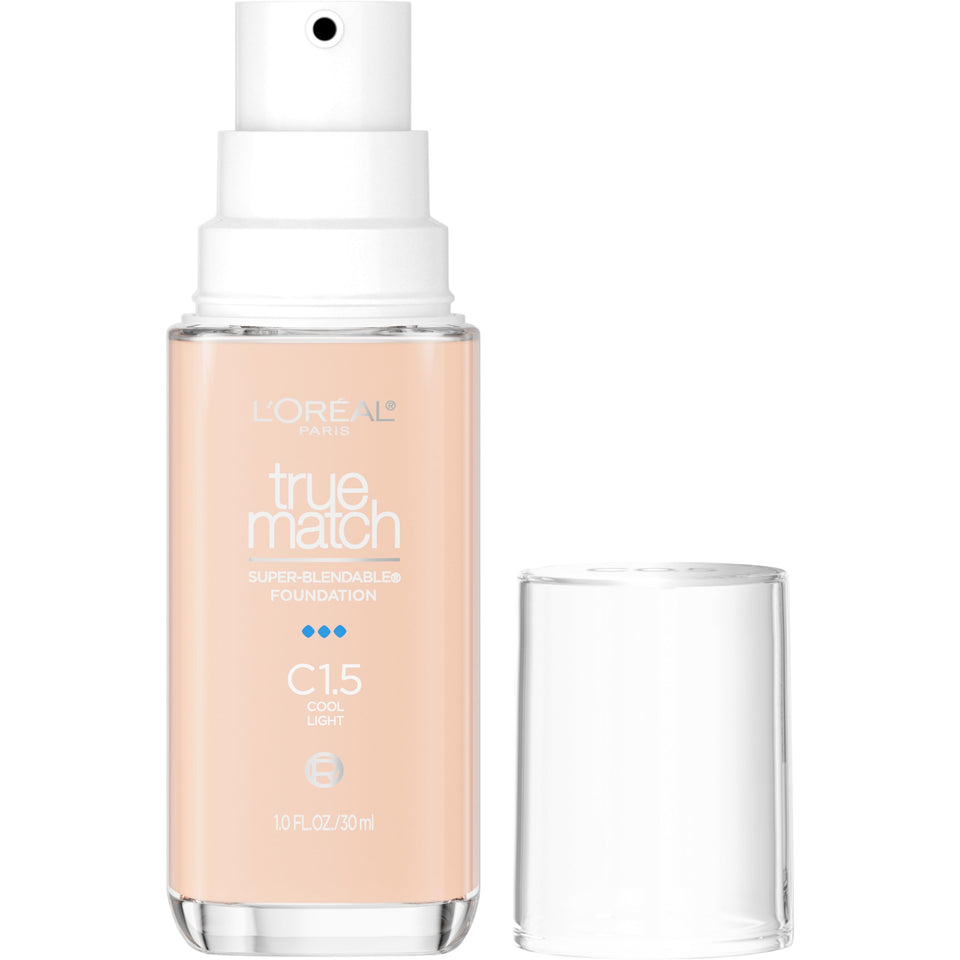 L'Oreal Paris front bottle showing shade C1.5 and benefits of blendable coverage