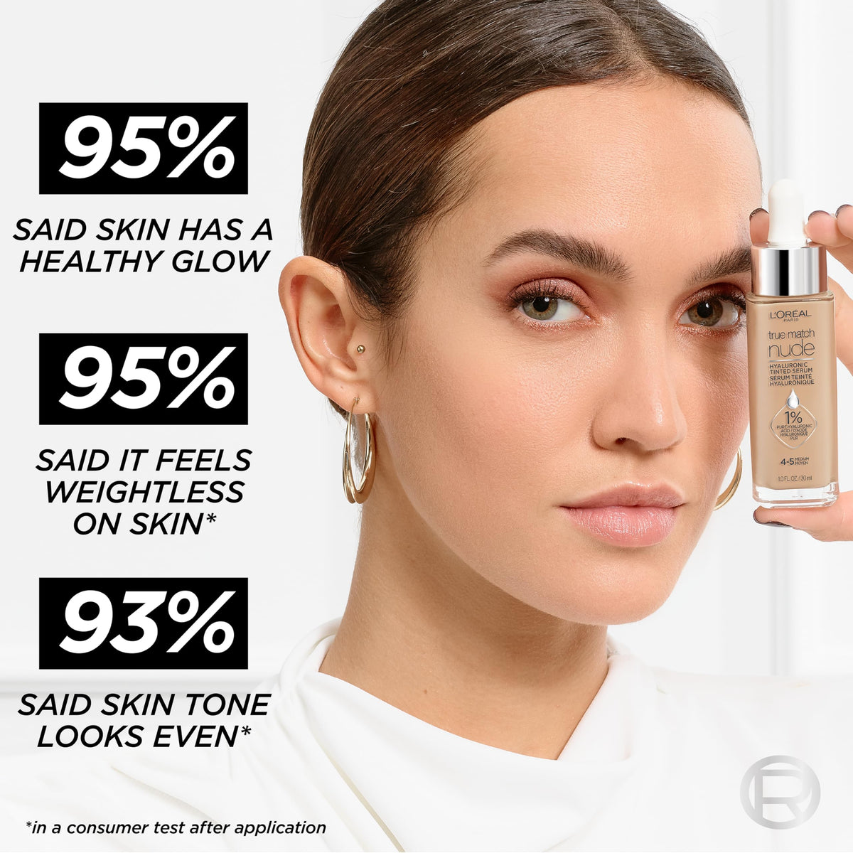 L'Oreal Paris product staged with concealer, shows buildable coverage options