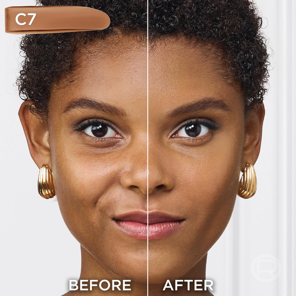 L'Oreal Paris swatch on arm demonstrating C7 match and seamless blend