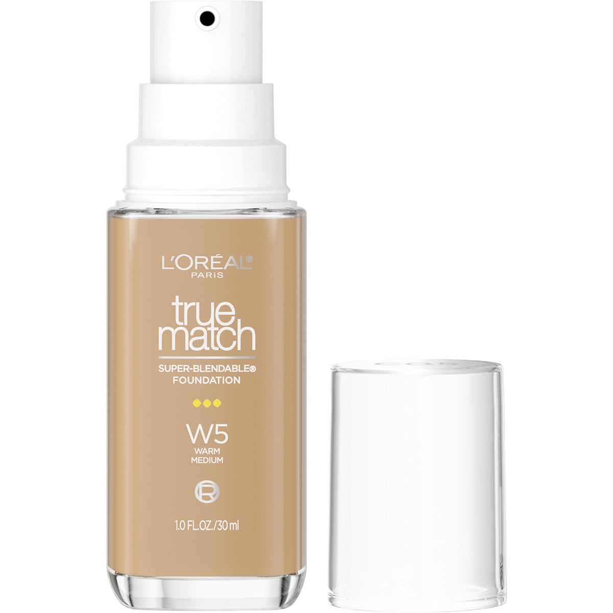 L'Oreal Paris front packaging showing shade W5 and pump benefit