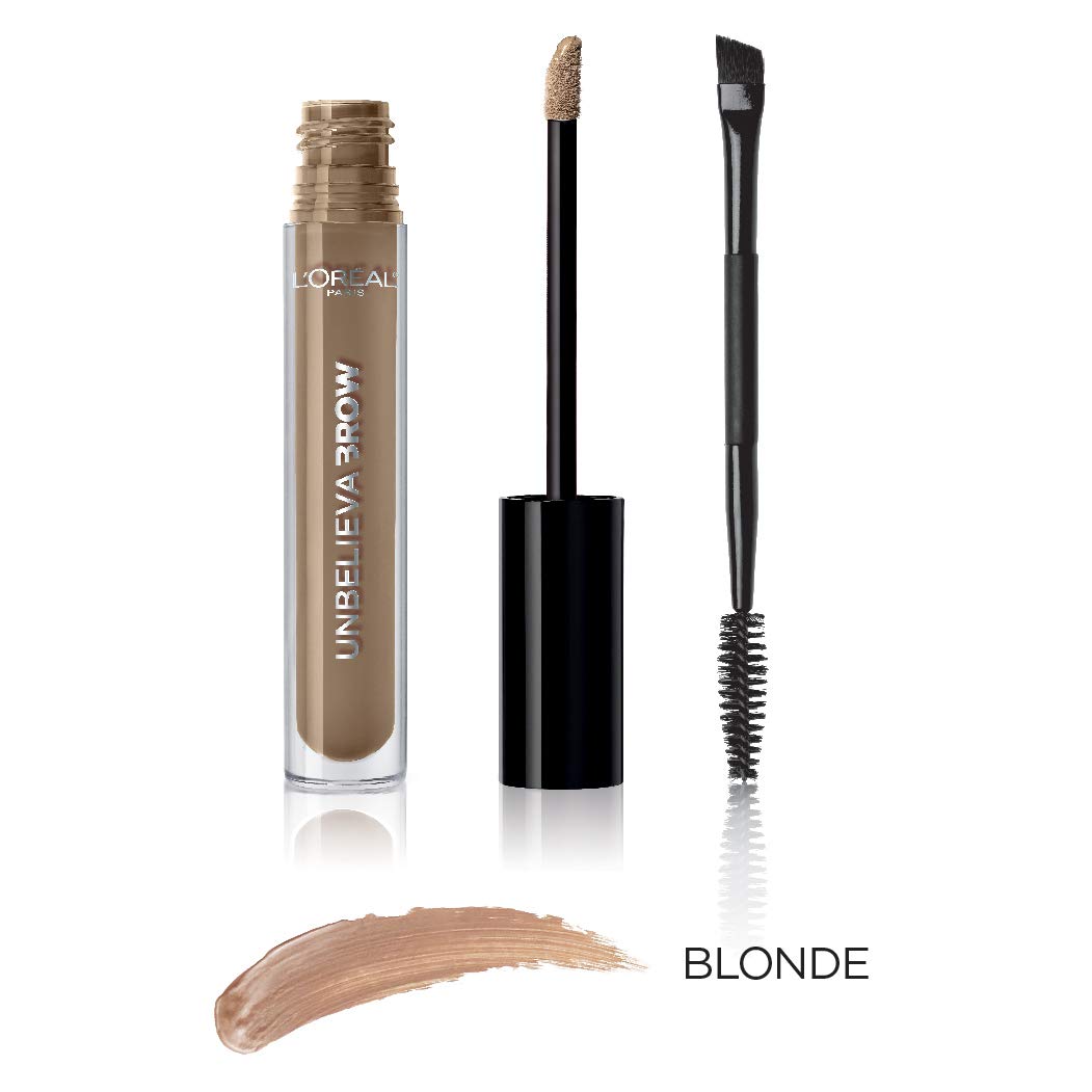 L'Oreal Paris before and after brows on model demonstrating fuller look