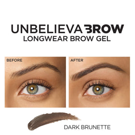 L'Oreal Paris before and after brows showing fuller, defined look benefit-transformative results